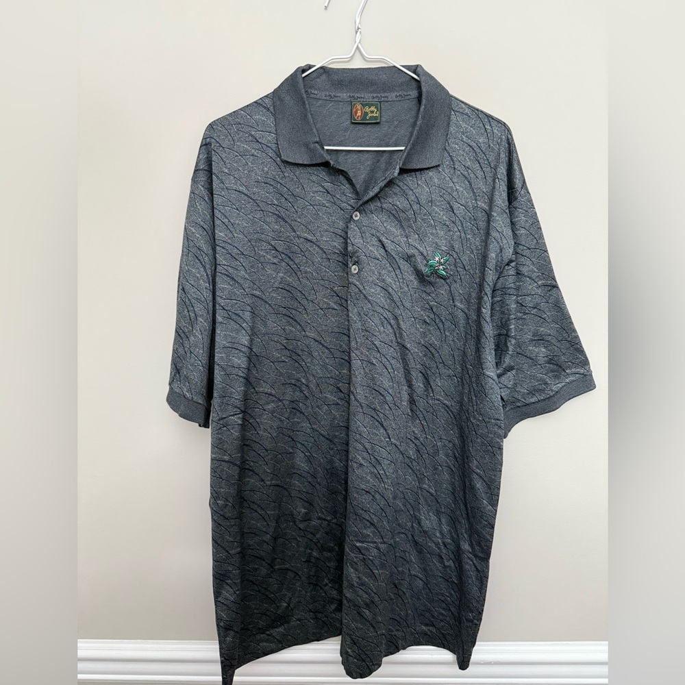 Share Bobby Jones Men’s Golf Performance Polo Shirt, Gray, XL, Floral Accent Pat